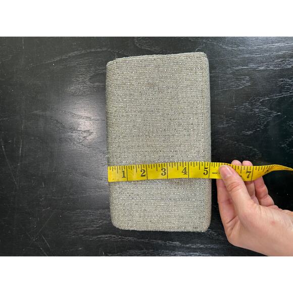 Carla Marchi Silver Metallic Beaded Clutch- Some inner staining- loose beads - Picture 6 of 9